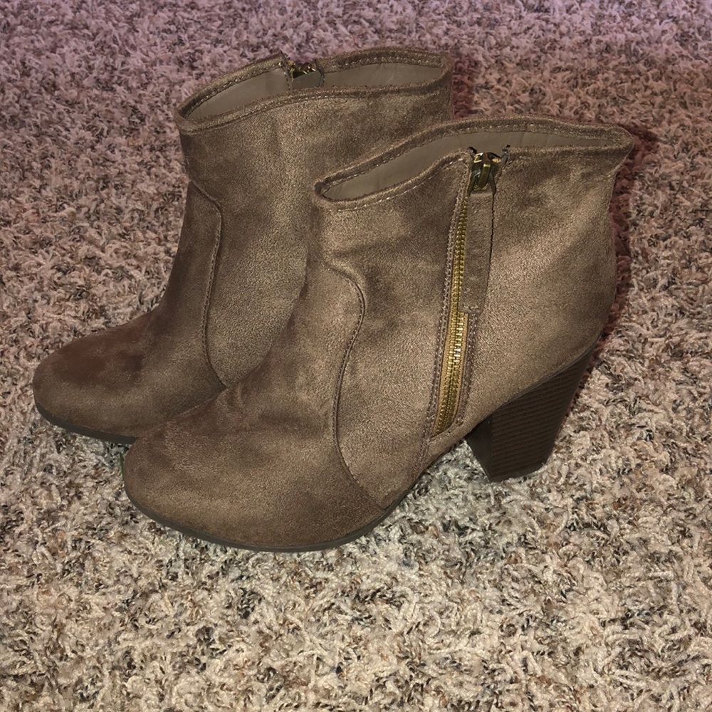 brown heeled booties